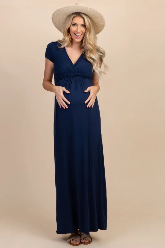Dresses with Embroidered Stars and Sequined Dots and Sheer Sleeve for Ladies' Celestial and Elegant LookPinkBlush Petite Navy Draped Maternity/Nursing Maxi Dress Dresses with Embroidered Stars and Sequined Dots and Sheer Sleeve for Ladies' Celestial and Elegant LookPinkBlush Petite Navy Draped Maternity/Nursing Maxi Dress