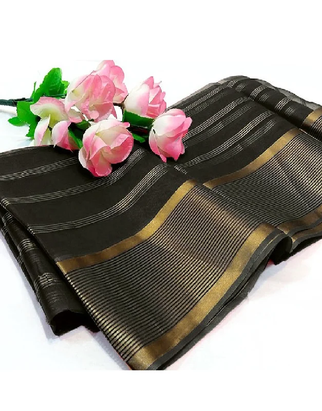 Sleeveless Chiffon Party Dresses with Slit for Ladies' Cocktail PartiesLining Printed Organza Dupatta - Black (DZ14986)