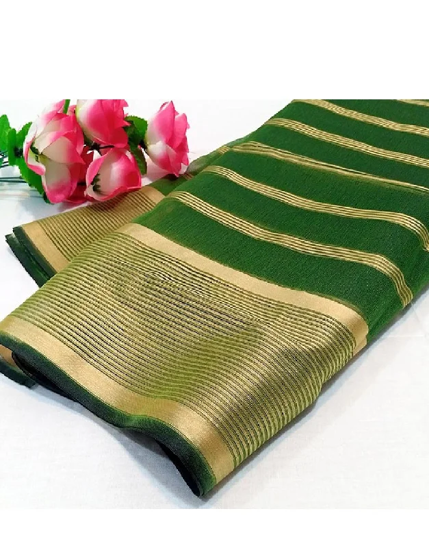 Party Dresses with Beaded Floral Wreath on the Bodice and High Low Hem for Ladies' Delicate and Dramatic LookLining Printed Organza Dupatta - Green (DZ14988)