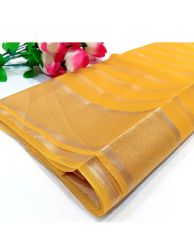 Vintage Inspired Party Dresses for Ladies' Retro Themed GatheringsLining Printed Organza Dupatta - Yellow (DZ14993)