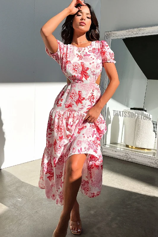 Mermaid - style midi dress for a figure - hugging and glamorous lookSakia Midi Dress - Pink Floral Mermaid - style midi dress for a figure - hugging and glamorous lookSakia Midi Dress - Pink Floral
