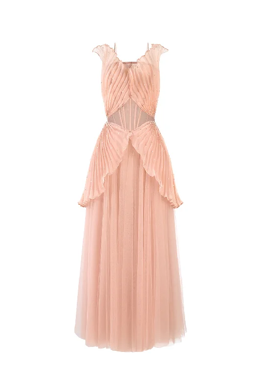 Tea - length midi dress for a classic and elegant lengthSeraphina A-line Pleated Organza Voile Midi Dress Tea - length midi dress for a classic and elegant lengthSeraphina A-line Pleated Organza Voile Midi Dress