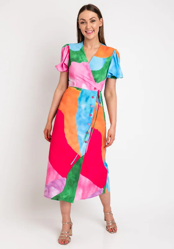 Luxury midi dress made from premium materialsThis Girl’s Curiosity Buttoned Wrap Midi Dress, Multi Luxury midi dress made from premium materialsThis Girl’s Curiosity Buttoned Wrap Midi Dress, Multi