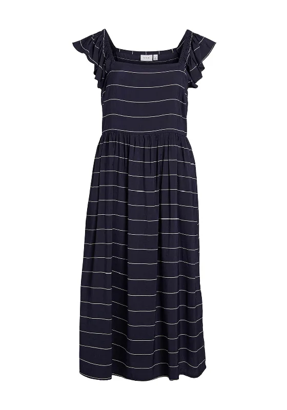 Midi dress for a night out at a club or partyVila Rita Stripe Print Midi Dress, Navy Blazer Midi dress for a night out at a club or partyVila Rita Stripe Print Midi Dress, Navy Blazer