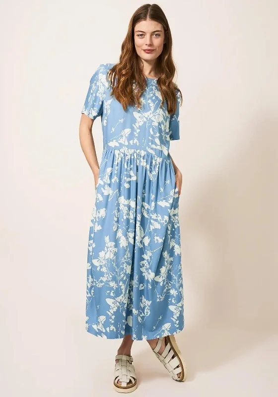 Midi dress for a yoga class with a flexible and breathable fabricWhite Stuff Elisa Abstract Print Midi Dress, Blue