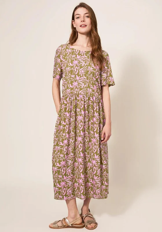 Satin midi dress for a smooth and shiny finishWhite Stuff Elisa Leaf Print Midi Dress, Green & Pink Satin midi dress for a smooth and shiny finishWhite Stuff Elisa Leaf Print Midi Dress, Green & Pink