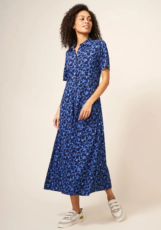 High - waisted pleated midi dress for a trendy and stylish appearanceWhite Stuff Rua Print Jersey Midi Dress, Blue & Navy High - waisted pleated midi dress for a trendy and stylish appearanceWhite Stuff Rua Print Jersey Midi Dress, Blue & Navy