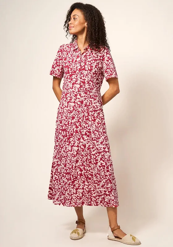 Midi dress for a photoshoot to create a stylish and memorable lookWhite Stuff Rua Print Jersey Midi Dress, Red Multi