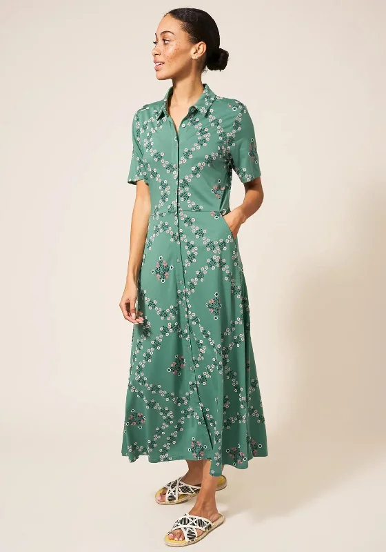 Plus size A - line midi dress with a flattering fitWhite Stuff Rua Print Jersey Midi Dress, Green Multi