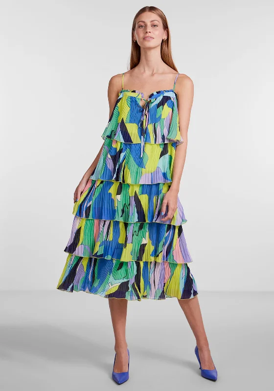 Hooded midi dress for a casual and cozy styleY.A.S Pimo Abstract Print Frill Midi Dress, French Blue Hooded midi dress for a casual and cozy styleY.A.S Pimo Abstract Print Frill Midi Dress, French Blue