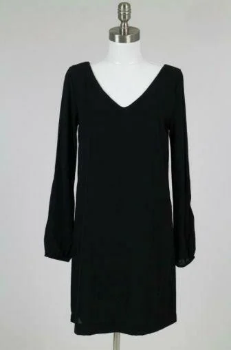 Party Dresses with Sheer Panels and Sequined Trim for Ladies' Sultry and Sparkly LookYou Never Know Black Long Sleeve Cold-Shoulder Shift Dress Party Dresses with Sheer Panels and Sequined Trim for Ladies' Sultry and Sparkly LookYou Never Know Black Long Sleeve Cold-Shoulder Shift Dress