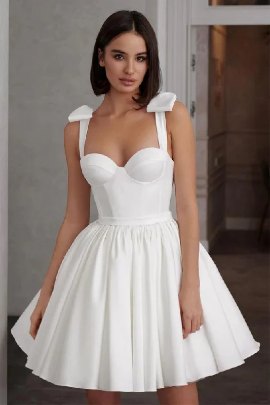 Belted sheath wedding dress for a sleek look2025 Simple Short Wedding Gown with Bustier Bodice