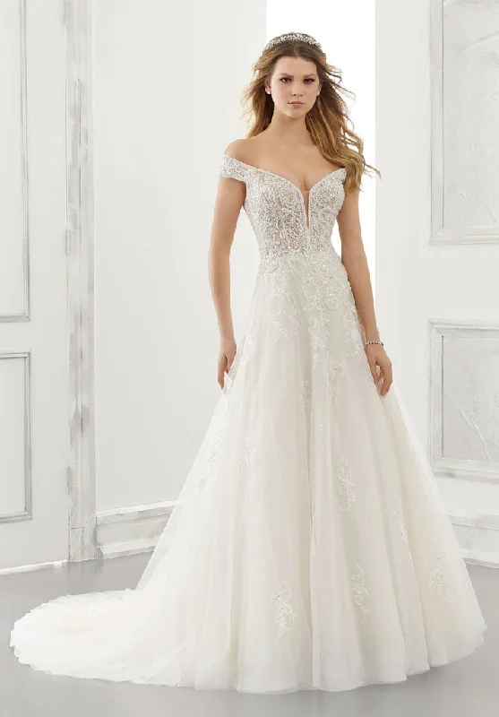 Plunging - neckline wedding dress for a bold look2193 Alessandra