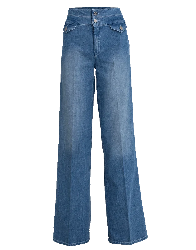 Sequined palazzo pants for women in a glamorous and party - ready style70’s Wide Leg Denim Pant