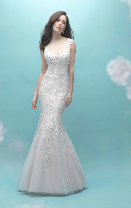 Lace - over - satin wedding dress for a classic combination9463