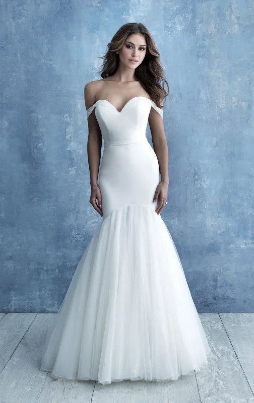 Embroidered illusion neckline wedding dress9719