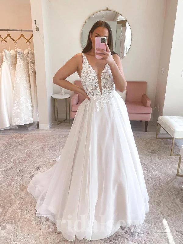 Scarlett - O'Hara - inspired wedding dressA-line Beach V-Neck Lace Luxurious Classic Modest Popular Vintage Long Wedding Dresses WD400