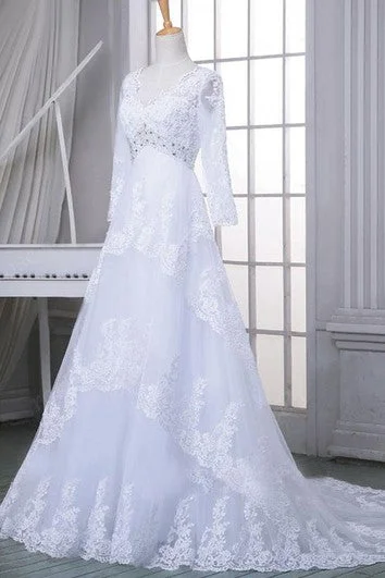 Mother - of - the - bride elegant wedding dressA-Line Floor-Length V-Neck Long Sleeve Beading Zipper Lace Dress Mother - of - the - bride elegant wedding dressA-Line Floor-Length V-Neck Long Sleeve Beading Zipper Lace Dress