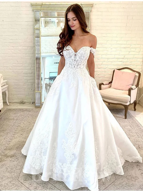 Sparkly sequined wedding dress for a glamorous brideA-line New Off the Shoulder Garden Fairy Beach Vintage Long Wedding Dresses, Dream Bridal Gown WD432 Sparkly sequined wedding dress for a glamorous brideA-line New Off the Shoulder Garden Fairy Beach Vintage Long Wedding Dresses, Dream Bridal Gown WD432