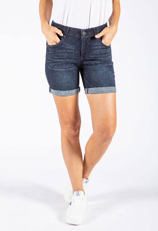 Recycled fabric pants for women in an eco - friendly and sustainable styleAb Solution Indigo Denim 7" Inseam Shorts Recycled fabric pants for women in an eco - friendly and sustainable styleAb Solution Indigo Denim 7" Inseam Shorts