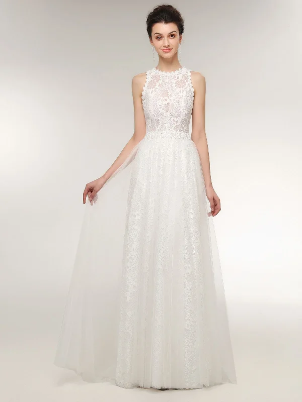 Overskirt - detachable wedding dressLace Wedding Dress with See Through Bodice-Ivory