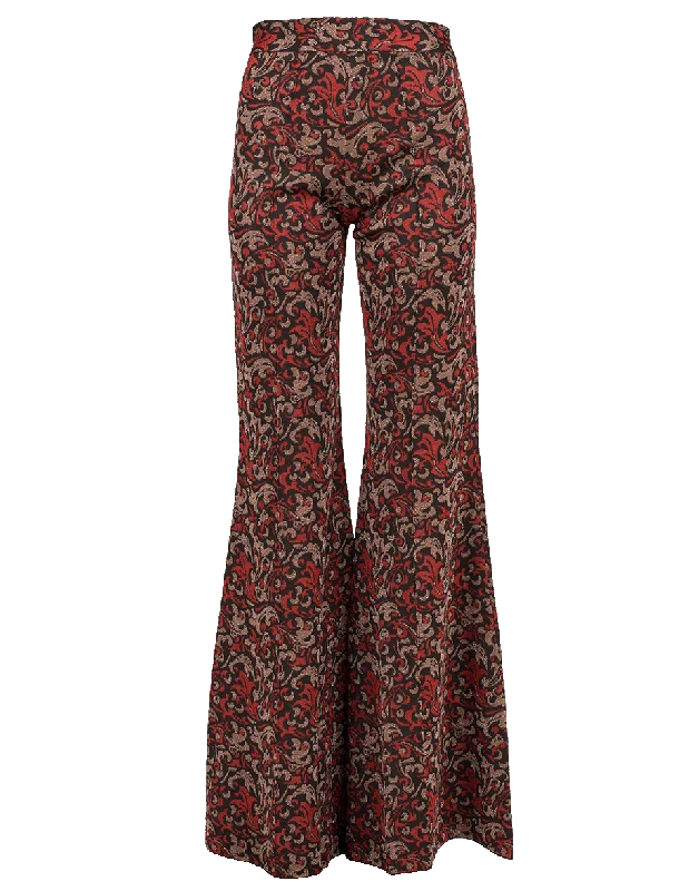 Embroidered denim pants for women in a unique lookBaroque Jacquard Knit Flare Pant Embroidered denim pants for women in a unique lookBaroque Jacquard Knit Flare Pant