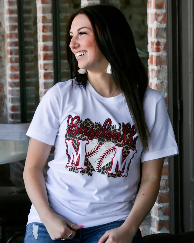 A - line women's T - shirt with a tiered ruffleBaseball Mom Tee