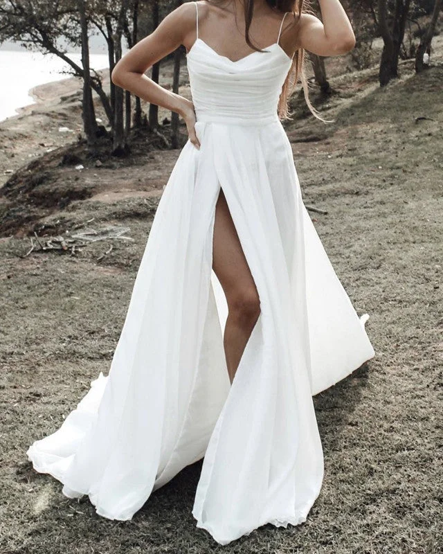 Empire - waisted tea - length wedding dressBeach Wedding Dresses Chiffon Split Ruched Neck Empire - waisted tea - length wedding dressBeach Wedding Dresses Chiffon Split Ruched Neck