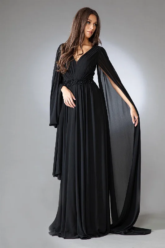 Embroidered illusion neckline wedding dressBethany