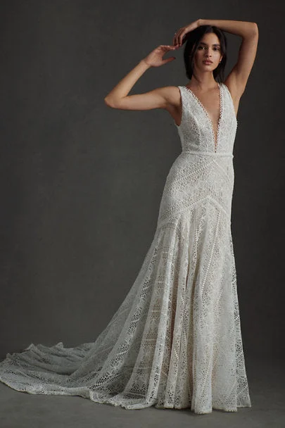 New - age - style wedding dress with unique detailsBHLDN Rish Lola Gown