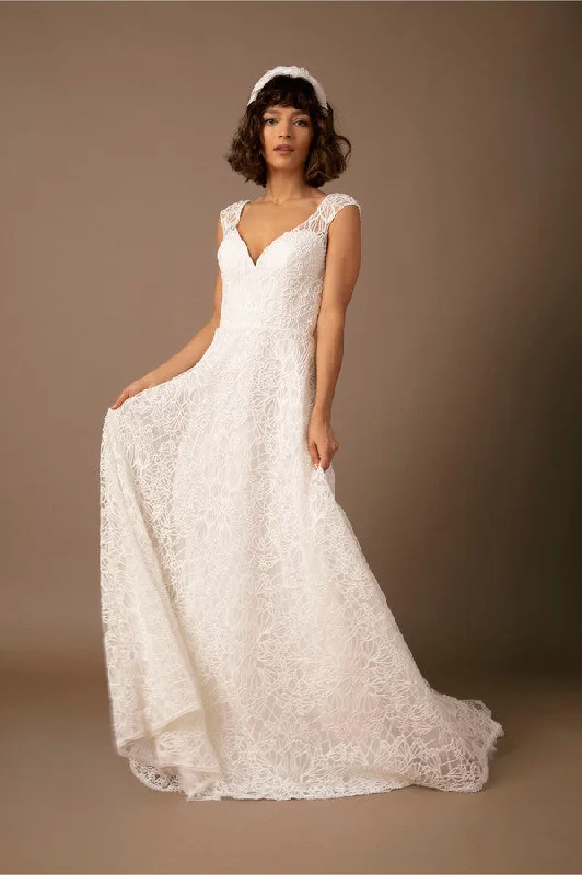 Square - neck wedding dress for a classic lookBHLDN Rockland Gown
