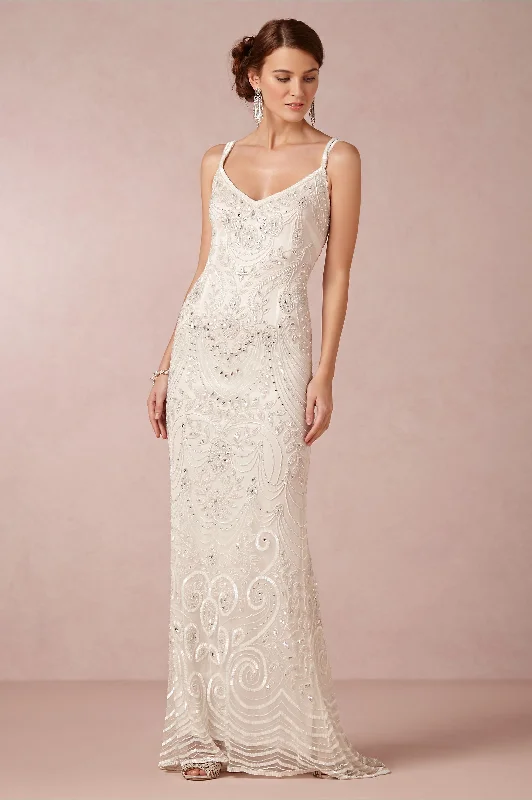 Lace - up back wedding dress for a customizable fitBHLDN Theia Elsa Gown