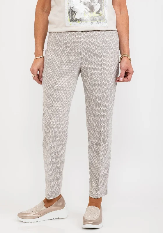 Tartan check pants for women in a traditional - modern styleBianca Siena Printed Stretch Slim Trousers, Stone