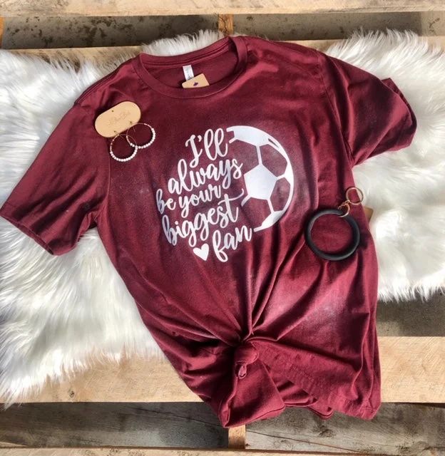 Women's T - shirt with a metallic - colored buttonBiggest Fan Bleached Tee