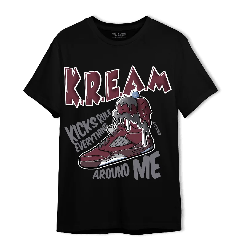 Women's lace - trimmed T - shirt for a delicate lookNastyJamz Burgundy 5s T Shirt Match Kream Sneaker