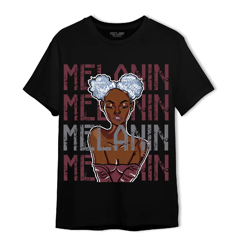 Women's T - shirt with a fringed hem and a tassel - trimmed pocketNastyJamz Burgundy 5s T Shirt Match Melanin Girl Women's T - shirt with a fringed hem and a tassel - trimmed pocketNastyJamz Burgundy 5s T Shirt Match Melanin Girl