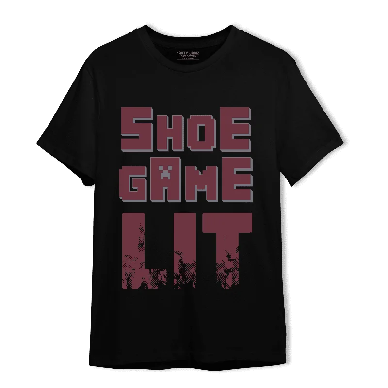 Women's T - shirt with a metallic - colored buttonNastyJamz Burgundy 5s T Shirt Match Shoe Game Lit