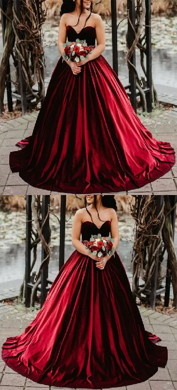 Metallic - thread - detailed wedding dressBurgundy Velvet Wedding Dress Sweetheart Corset Ball Gown For Winter Weddings Prom Dress    cg22407