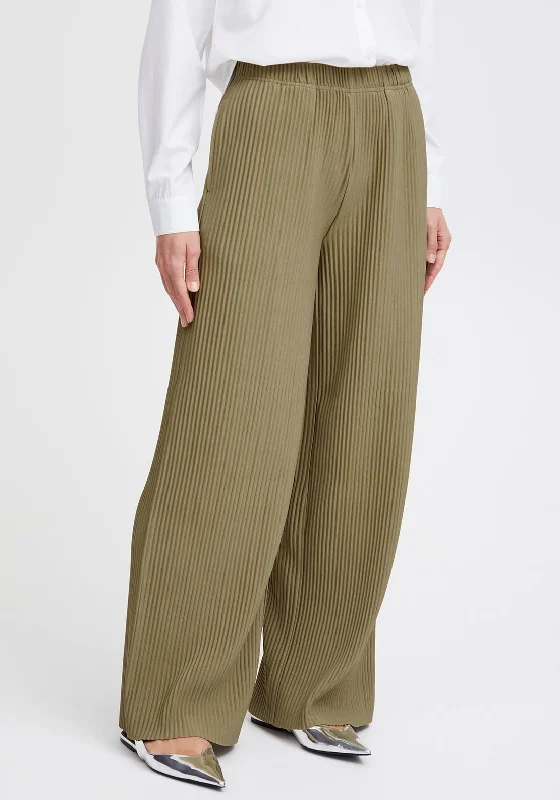 Distressed wide leg denim pants for women in a trendy and edgy styleB.Young Trissa Wide Leg Plisse Trousers, Aloe Distressed wide leg denim pants for women in a trendy and edgy styleB.Young Trissa Wide Leg Plisse Trousers, Aloe