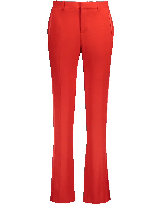 Solid color wide leg denim pants for women in a minimalist and trendy styleCady Stretch Tux Pant