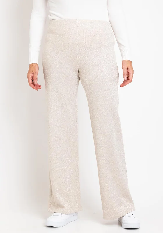 Distressed boyfriend jeans for women in a laid - back styleCamelot Metallic Shimmer Comfort Wide Leg Trouser, Beige Distressed boyfriend jeans for women in a laid - back styleCamelot Metallic Shimmer Comfort Wide Leg Trouser, Beige