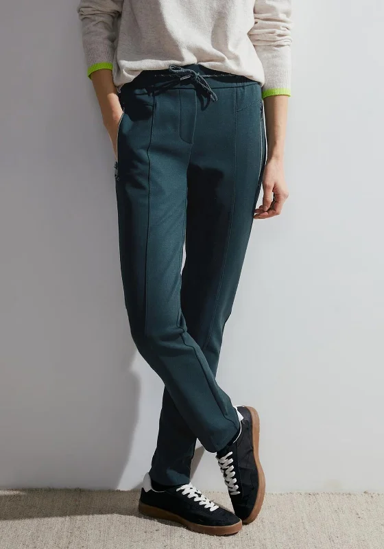 Button - fly pants for women in denimCecil Casual Fit Jogger Trousers, Strong Petrol Blue Button - fly pants for women in denimCecil Casual Fit Jogger Trousers, Strong Petrol Blue