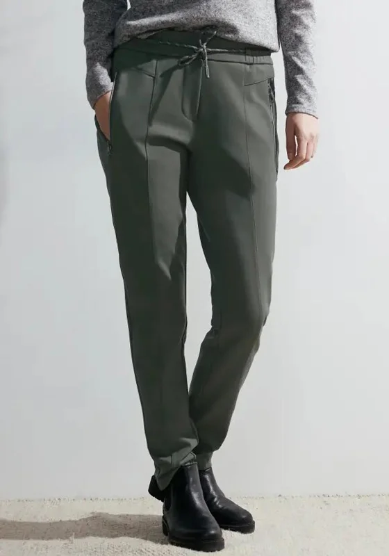 Capri pants for women in springCecil Casual Fit Jogger Trousers, Dynamic Khaki