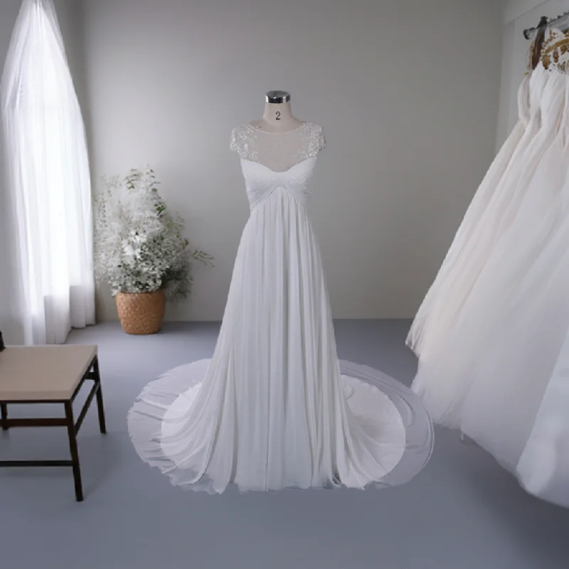 Scarlett - O'Hara - inspired wedding dressChiffon Wedding Dress with Illusion Neckline | QT85137