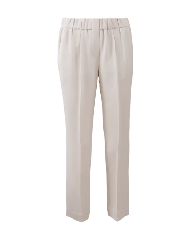 Embroidered linen pants for women in a natural styleClassic Pull On Pant - Vanilla