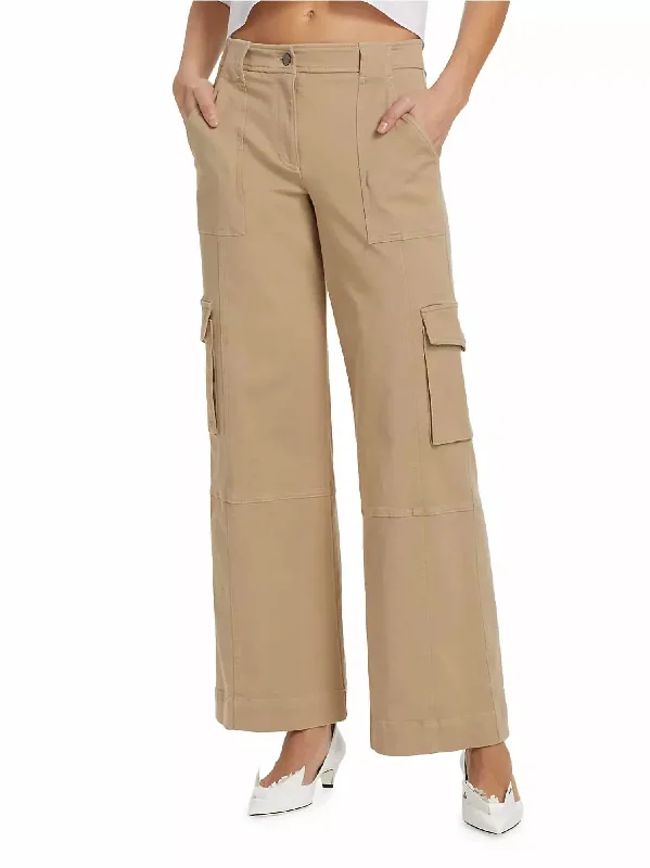 Printed wide leg jeans for women in a colorful and trendy styleCoop Pant With Cargo Pockets In Khaki