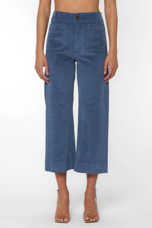 Belted pants for women to define the waistCorduroy Pant In Blue