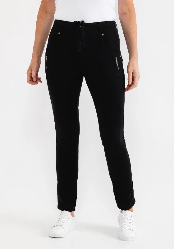 Sheer panel pants for women with a sexy touchCostamani Causal Cargo Style Trousers, Black