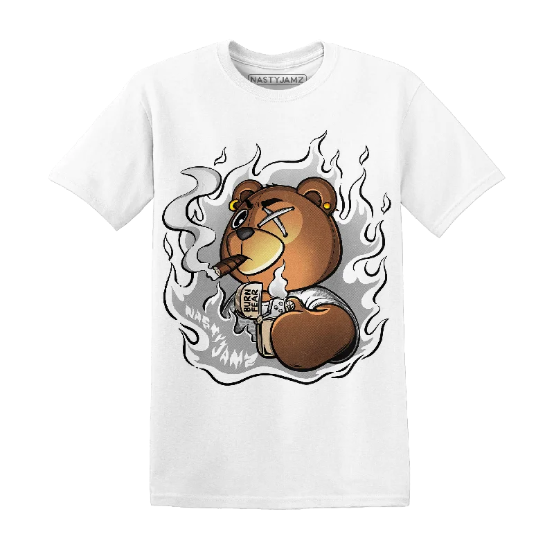 Women's T - shirt with a metallic - colored yarn and a ribbed textureNastyJamz Craft Ivory 3s T Shirt Match BER Burn Fear