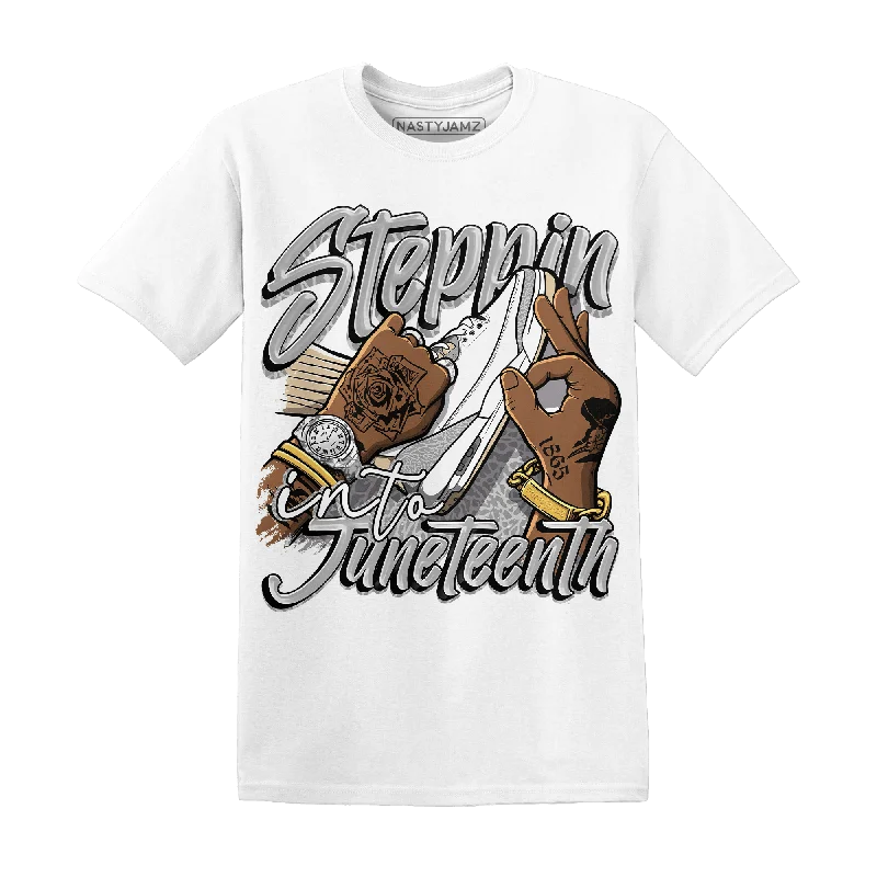 Long - sleeved women's T - shirt with a flutter - sleeve designNastyJamz Craft Ivory 3s T Shirt Match Step Into Juneteenth